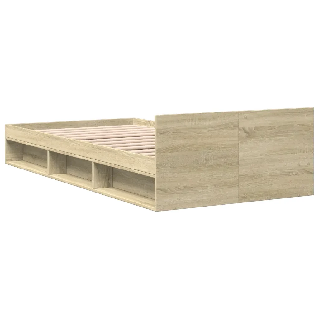 Letto singolo | Letto per adulti | Giroletto Cassetto Rovere Sonoma 75x190 cm Legno Multistrato - Image 6