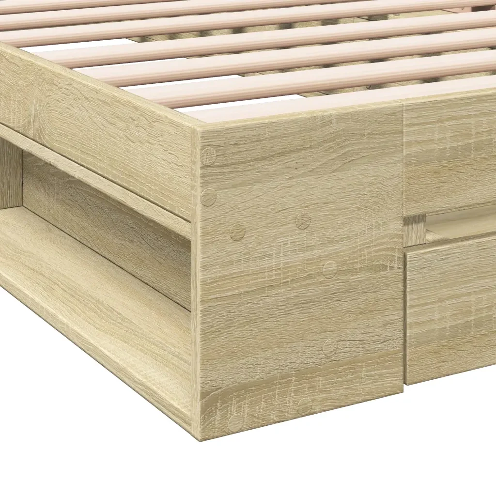 Letto singolo | Letto per adulti | Giroletto Cassetto Rovere Sonoma 90x190 cm Legno Multistrato - Image 8