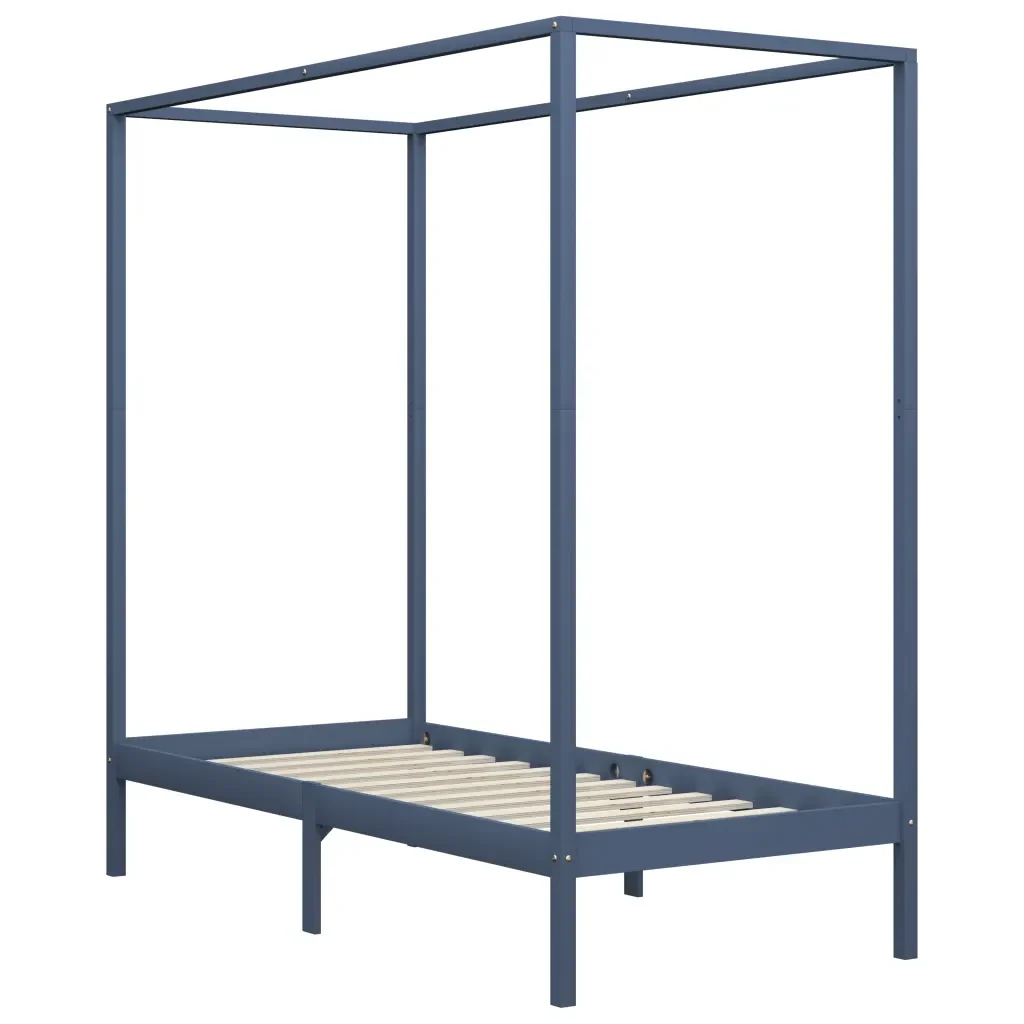 Letto singolo | Letto per adulti | Giroletto con Baldacchino senza Materasso Grigio Pino 90x200 cm