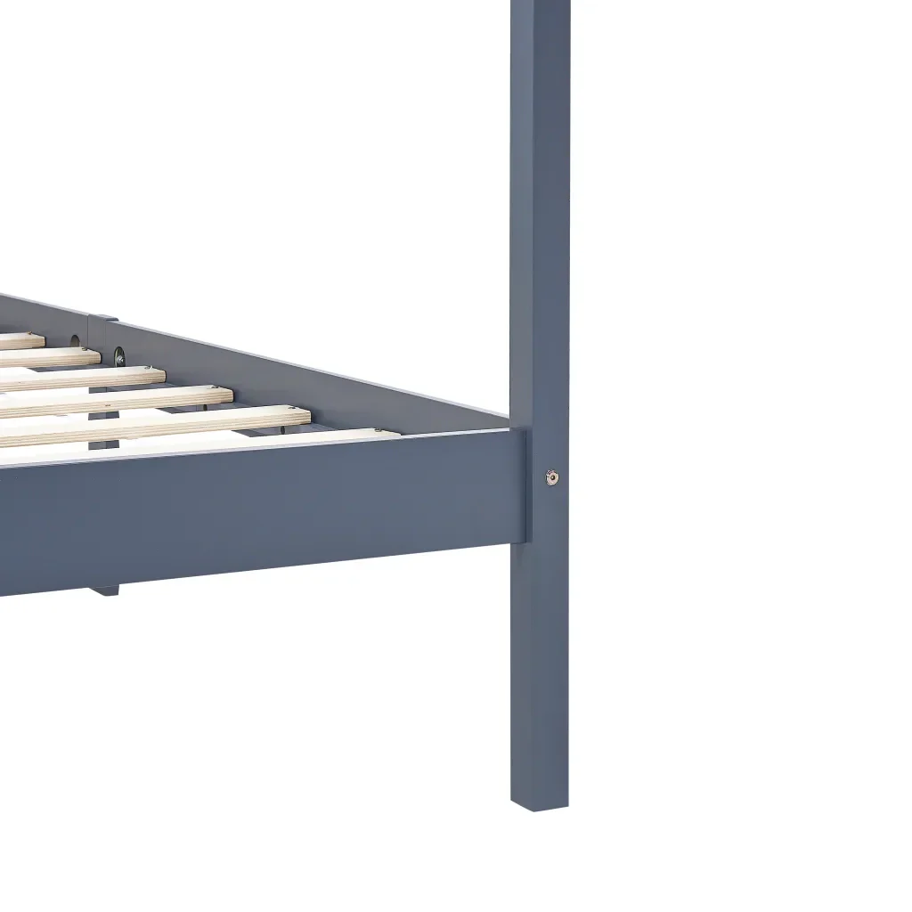 Letto singolo | Letto per adulti | Giroletto con Baldacchino senza Materasso Grigio Pino 90x200 cm - Image 6