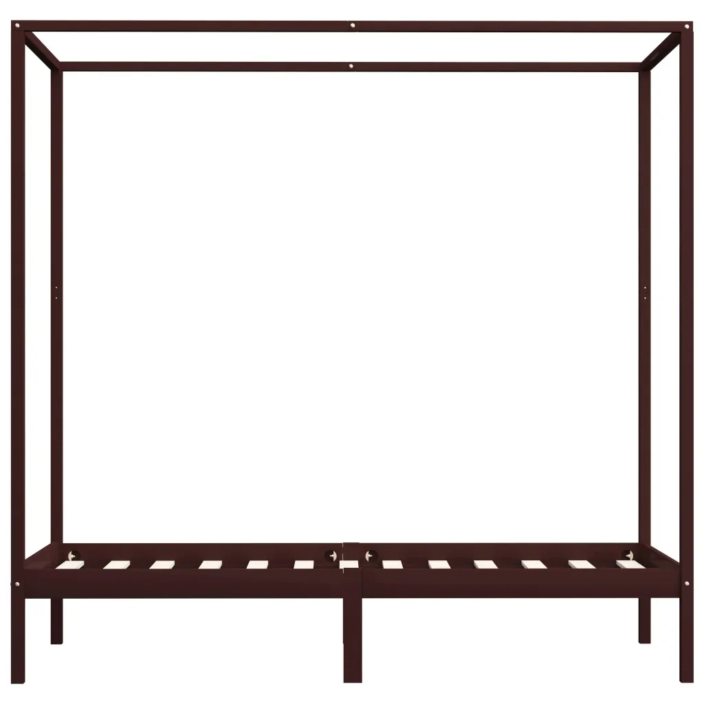 Letto singolo | Letto per adulti | Giroletto con Baldacchino senza Materasso Marrone Pino 90x200cm - Image 4