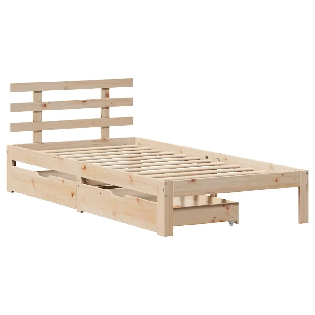Letto singolo | Letto per adulti | Giroletto con Cassetti 90x190 cm in Legno Massello di Pino - Image 4