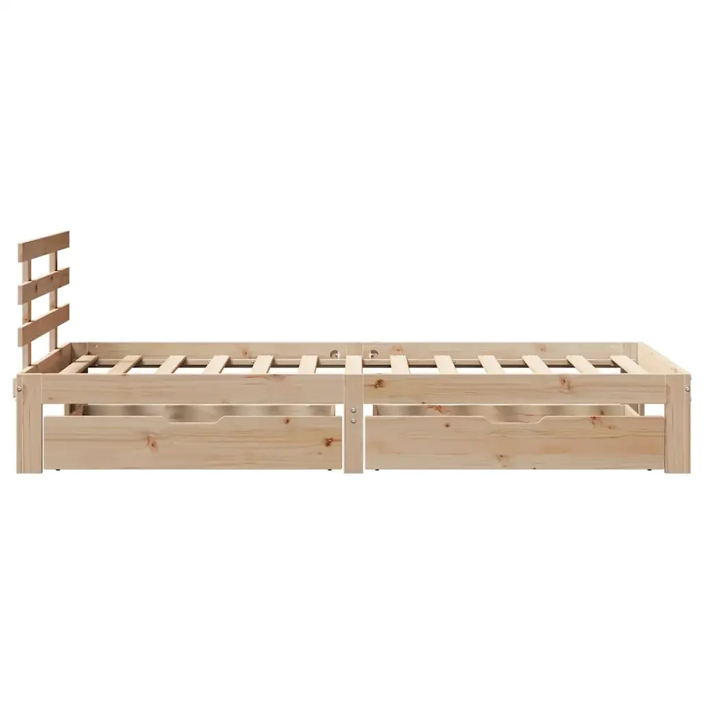 Letto singolo | Letto per adulti | Giroletto con Cassetti 90x190 cm in Legno Massello di Pino - Image 5