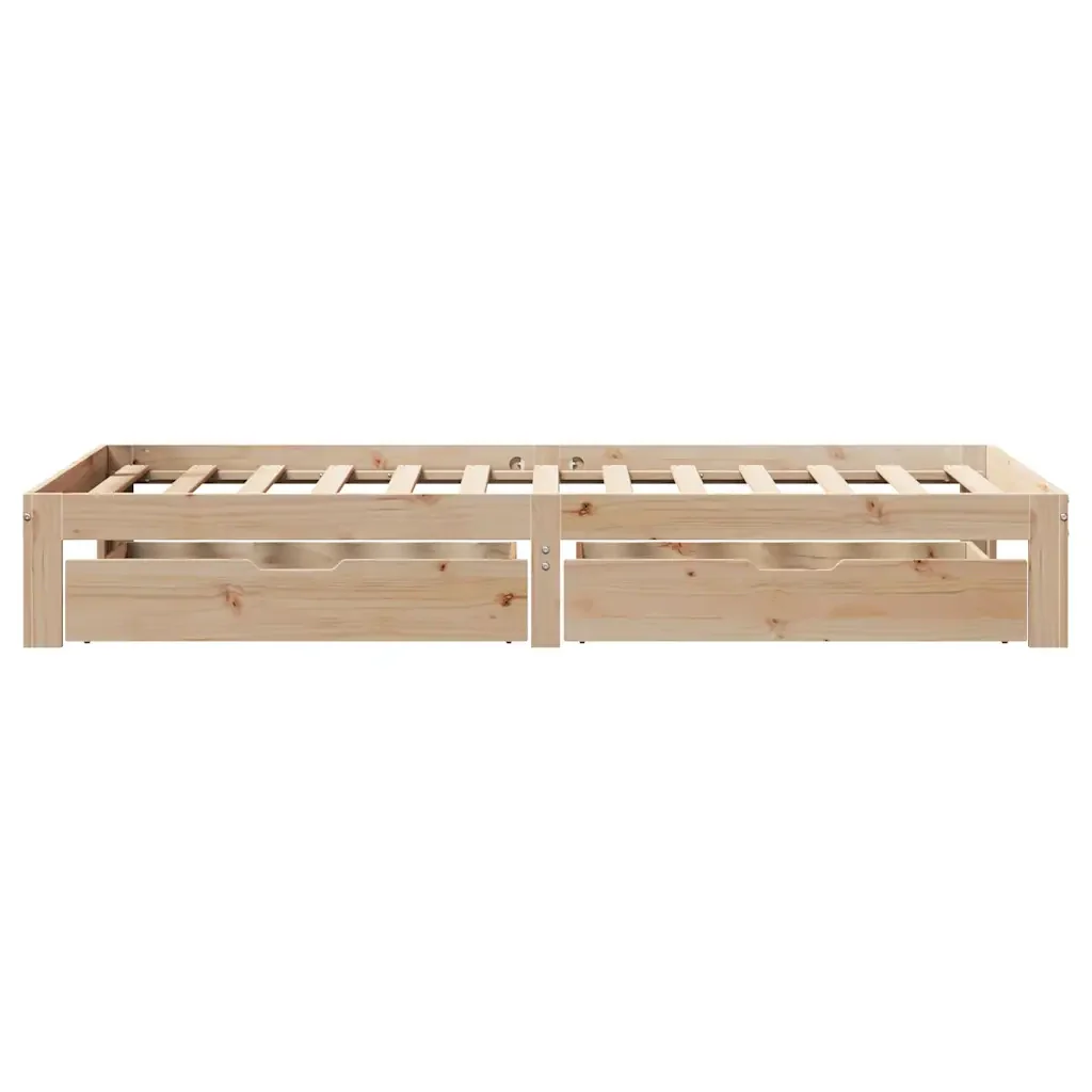 Letto singolo | Letto per adulti | Giroletto con Cassetti 90x200 cm in Legno Massello di Pino - Image 7