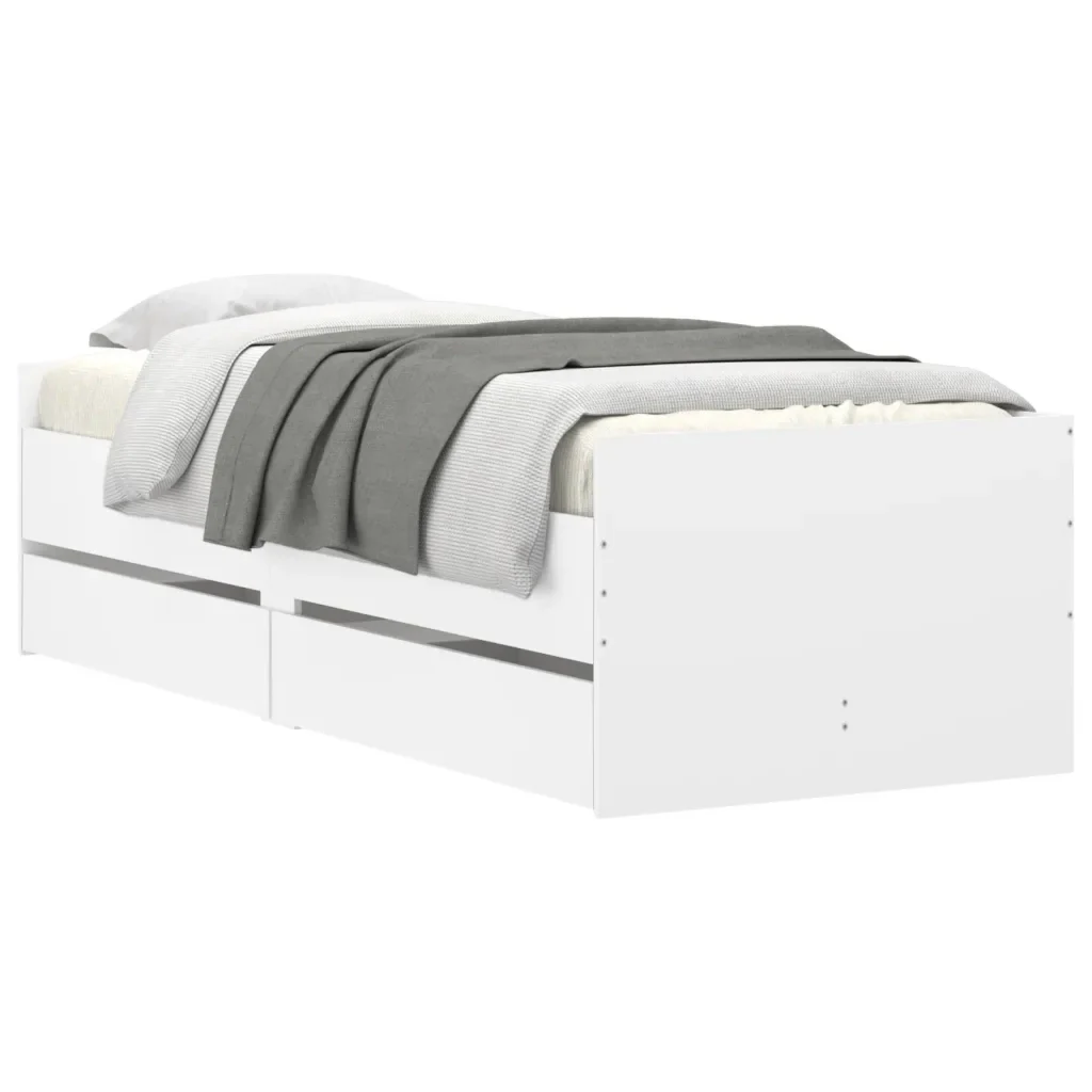 Letto singolo | Letto per adulti | Giroletto con Cassetti Bianco 100x200 cm - Image 3