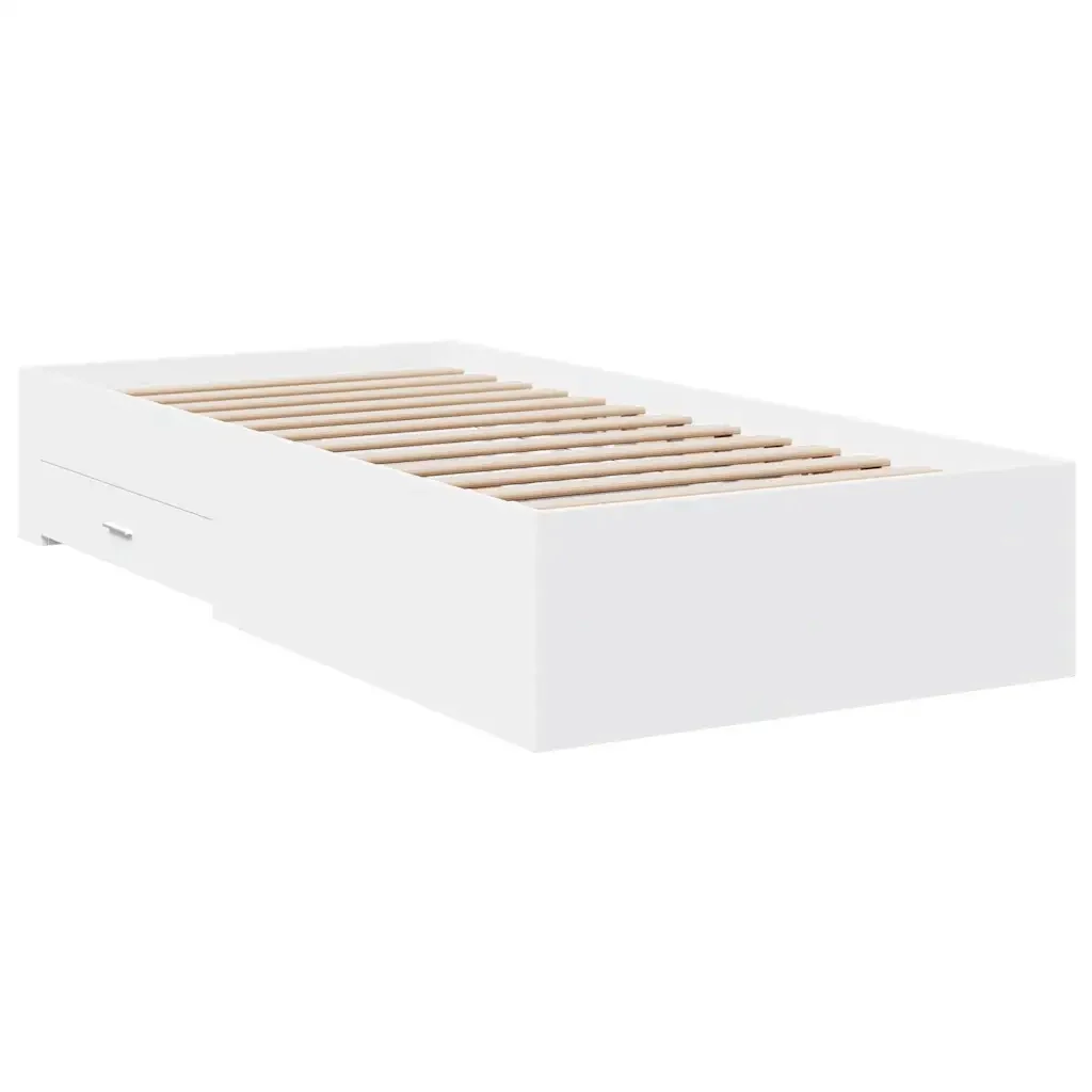Letto singolo | Letto per adulti | Giroletto con Cassetti Bianco 100x200 cm in Legno Multistrato - Image 3