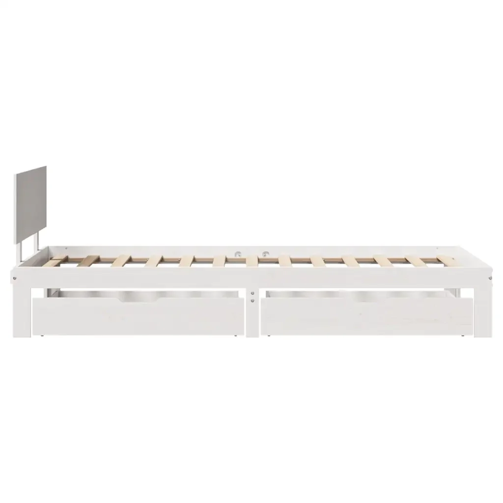Letto singolo | Letto per adulti | Giroletto con Cassetti Bianco 100x200 cm Legno Massello di Pino - Image 8