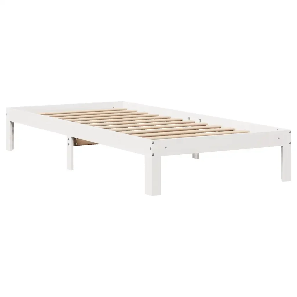 Letto singolo | Letto per adulti | Giroletto con Cassetti Bianco 100x200 cm Legno Massello di Pino - Image 5