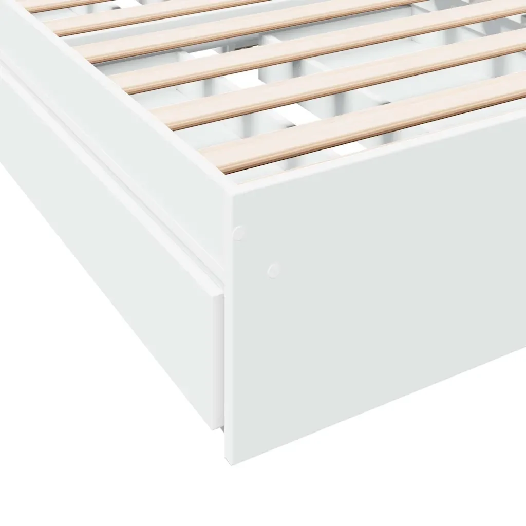 Letto singolo | Letto per adulti | Giroletto con Cassetti Bianco 75x190 cm in Legno Multistrato - Image 8