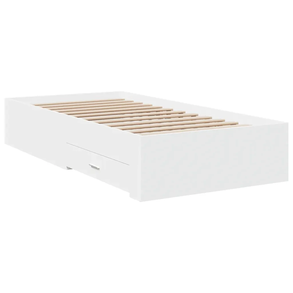 Letto singolo | Letto per adulti | Giroletto con Cassetti Bianco 90x190 cm in Legno Multistrato - Image 3