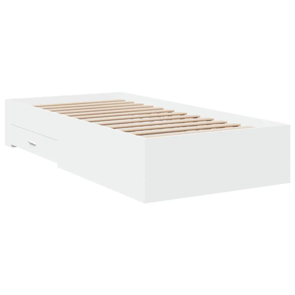 Letto singolo | Letto per adulti | Giroletto con Cassetti Bianco 90x200 cm in Legno Multistrato - Image 4