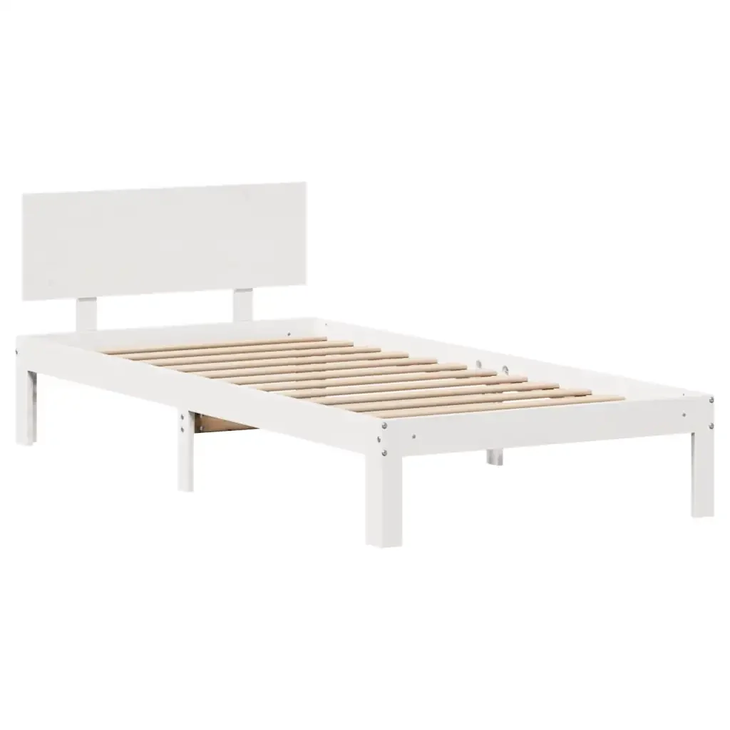 Letto singolo | Letto per adulti | Giroletto con Cassetti Bianco 90x200 cm Legno Massello di Pino - Image 5