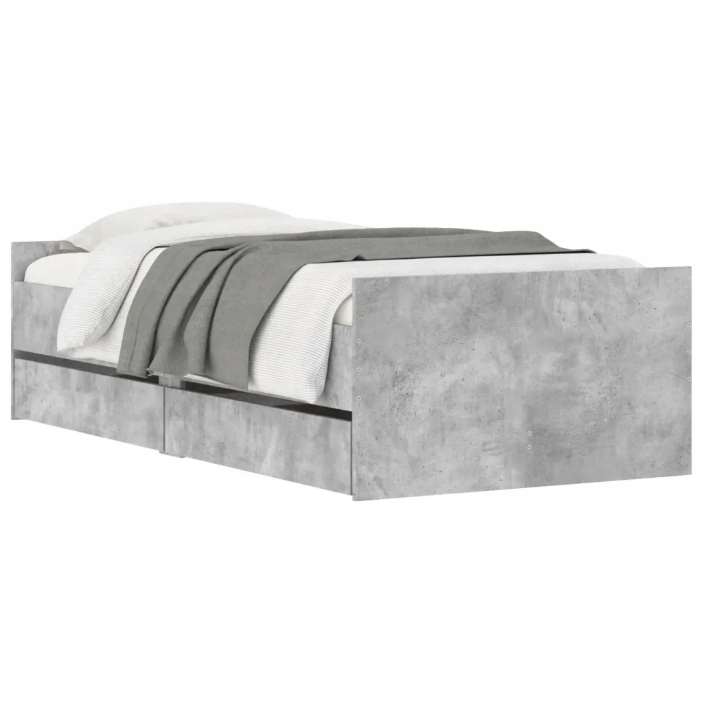 Letto singolo | Letto per adulti | Giroletto con Cassetti Grigio Cemento 100x200 cm - Image 4