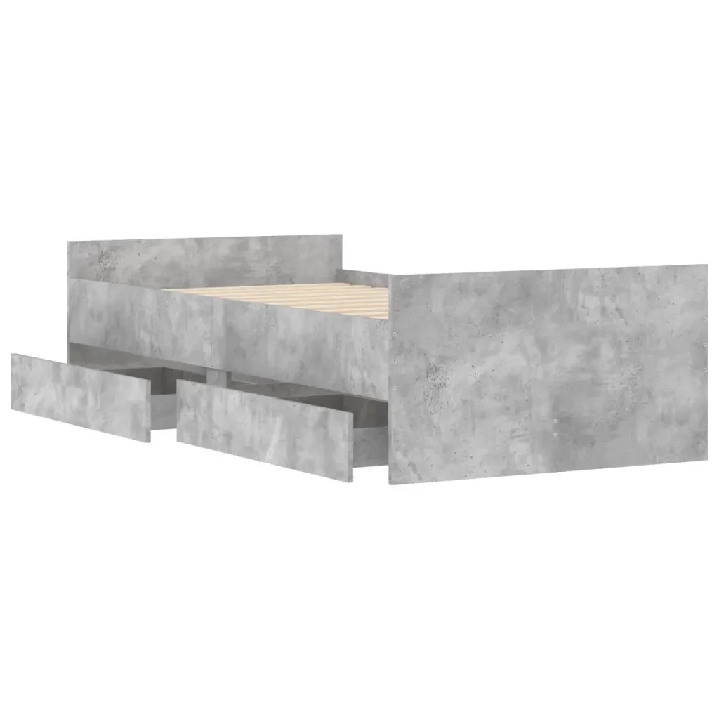 Letto singolo | Letto per adulti | Giroletto con Cassetti Grigio Cemento 100x200 cm - Image 5
