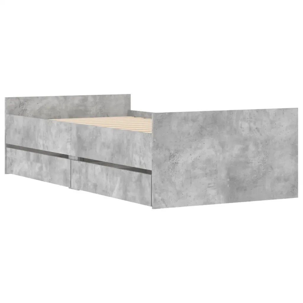 Letto singolo | Letto per adulti | Giroletto con Cassetti Grigio Cemento 75x190 cm Small Single - Image 3