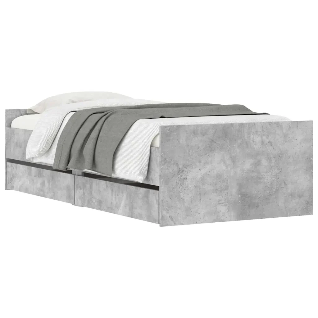 Letto singolo | Letto per adulti | Giroletto con Cassetti Grigio Cemento 90x190 cm - Image 3