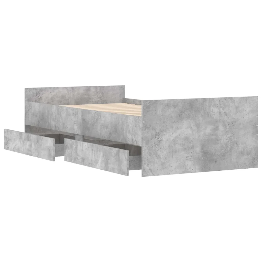 Letto singolo | Letto per adulti | Giroletto con Cassetti Grigio Cemento 90x190 cm - Image 5