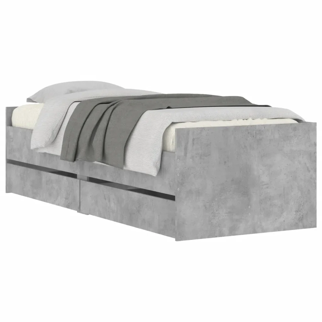 Letto singolo | Letto per adulti | Giroletto con Cassetti Grigio Cemento 90x200 cm - Image 3