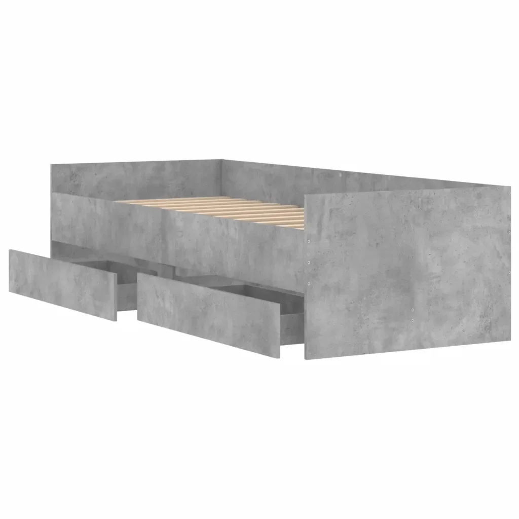 Letto singolo | Letto per adulti | Giroletto con Cassetti Grigio Cemento 90x200 cm - Image 5