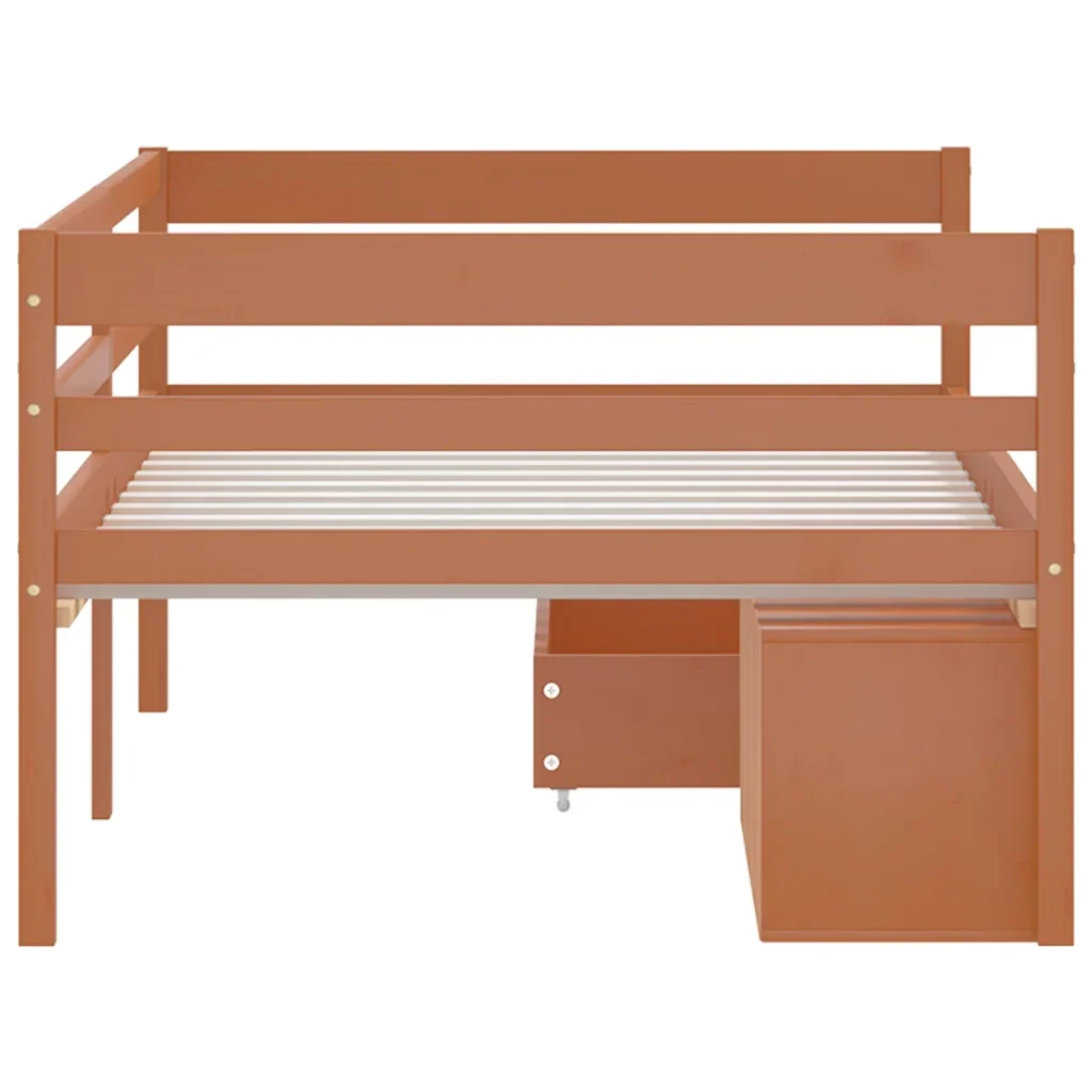 Letto singolo | Letto per adulti | Giroletto con Cassetti Grigio Scuro in Legno di Pino 90x200 cm - Image 5
