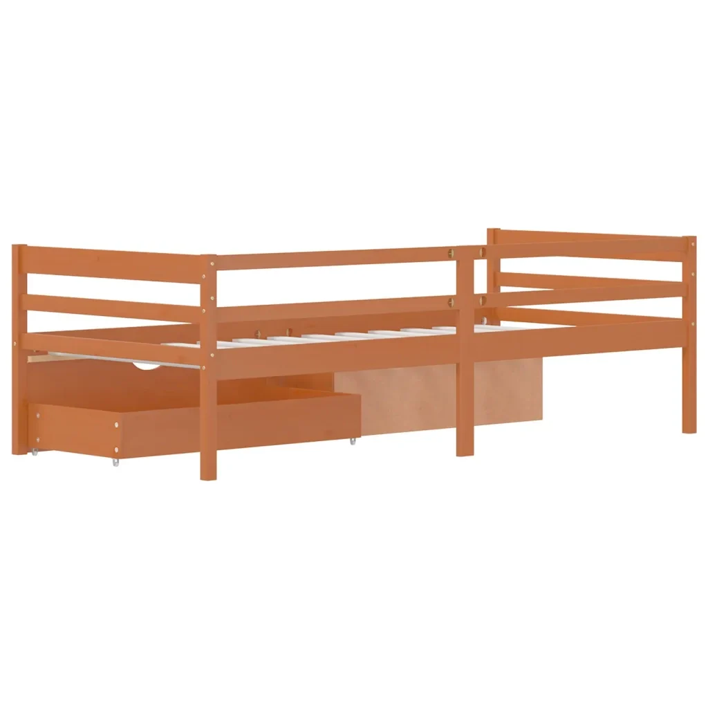 Letto singolo | Letto per adulti | Giroletto con Cassetti Grigio Scuro in Legno di Pino 90x200 cm - Image 6