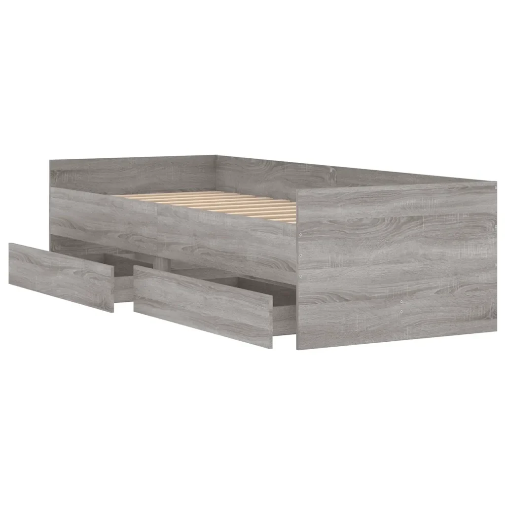 Letto singolo | Letto per adulti | Giroletto con Cassetti Grigio Sonoma 90x190 cm - Image 5