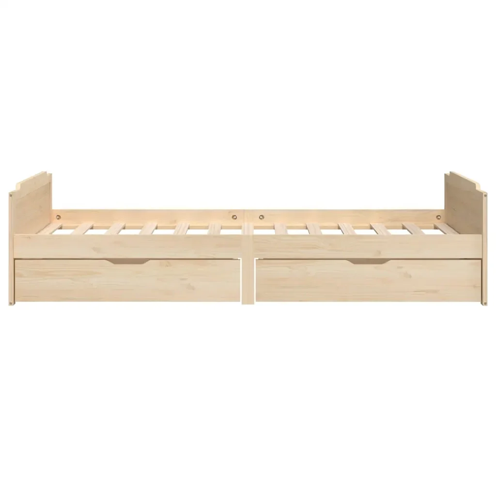 Letto singolo | Letto per adulti | Giroletto con Cassetti in Legno Massello di Pino 90x200 cm - Image 5