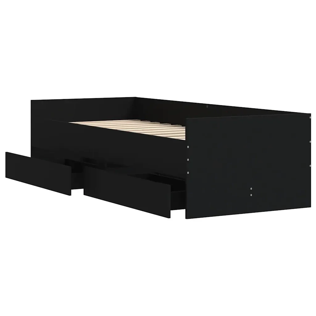 Letto singolo | Letto per adulti | Giroletto con Cassetti Nero 90x190 cm - Image 5