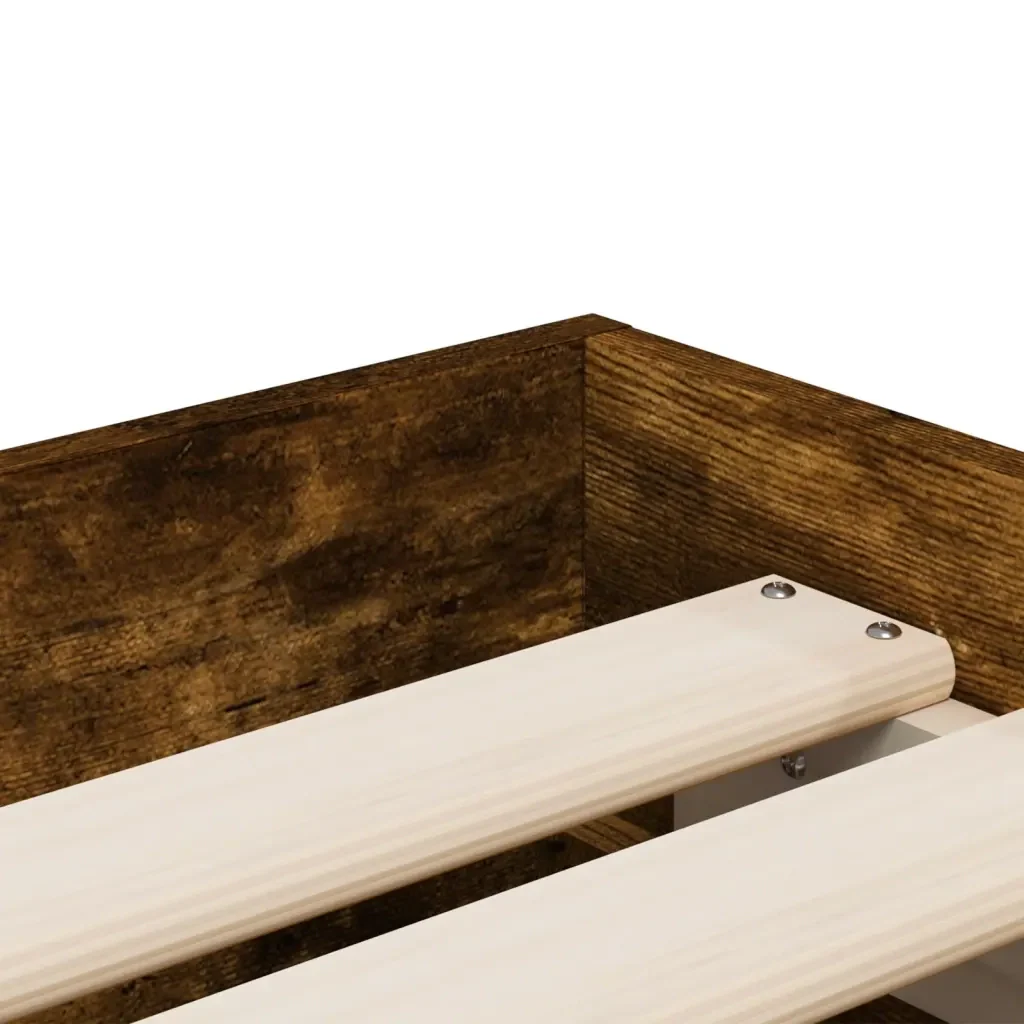 Letto singolo | Letto per adulti | Giroletto con Cassetti Rovere Fumo 75x190 cm Legno Multistrato - Image 9