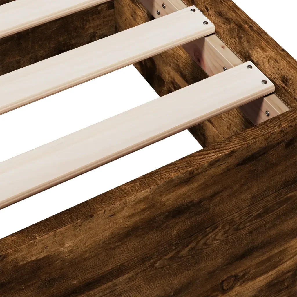 Letto singolo | Letto per adulti | Giroletto con Cassetti Rovere Fumo 75x190 cm Legno Multistrato - Image 9