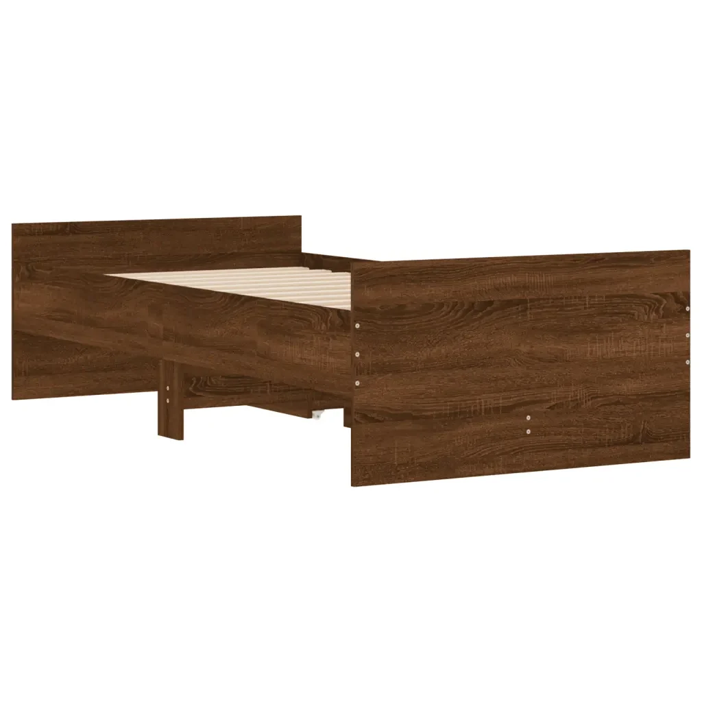Letto singolo | Letto per adulti | Giroletto con Cassetti Rovere Marrone 75x190 cm Small Single - Image 8