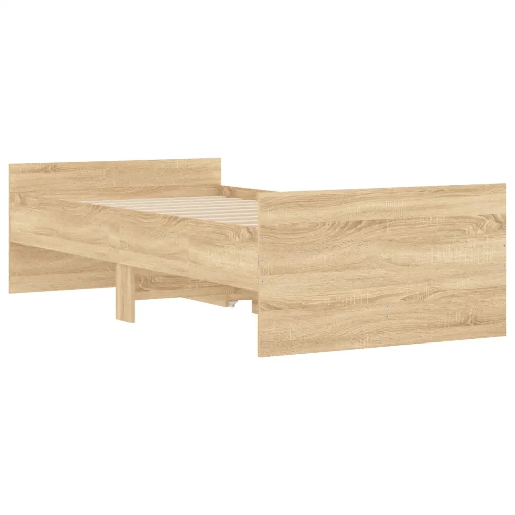 Letto singolo | Letto per adulti | Giroletto con Cassetti Rovere Sonoma 100x200 cm - Image 8