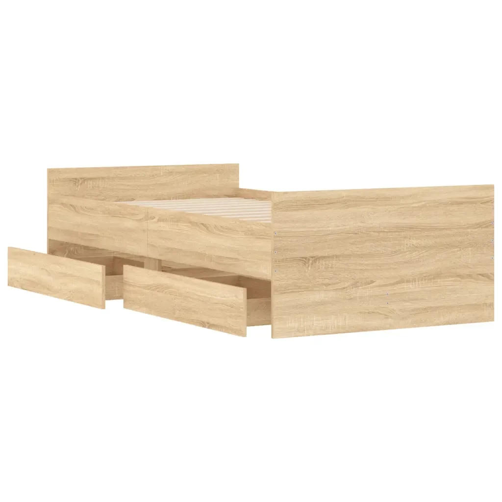 Letto singolo | Letto per adulti | Giroletto con Cassetti Rovere Sonoma 75x190 cm Small Single - Image 5
