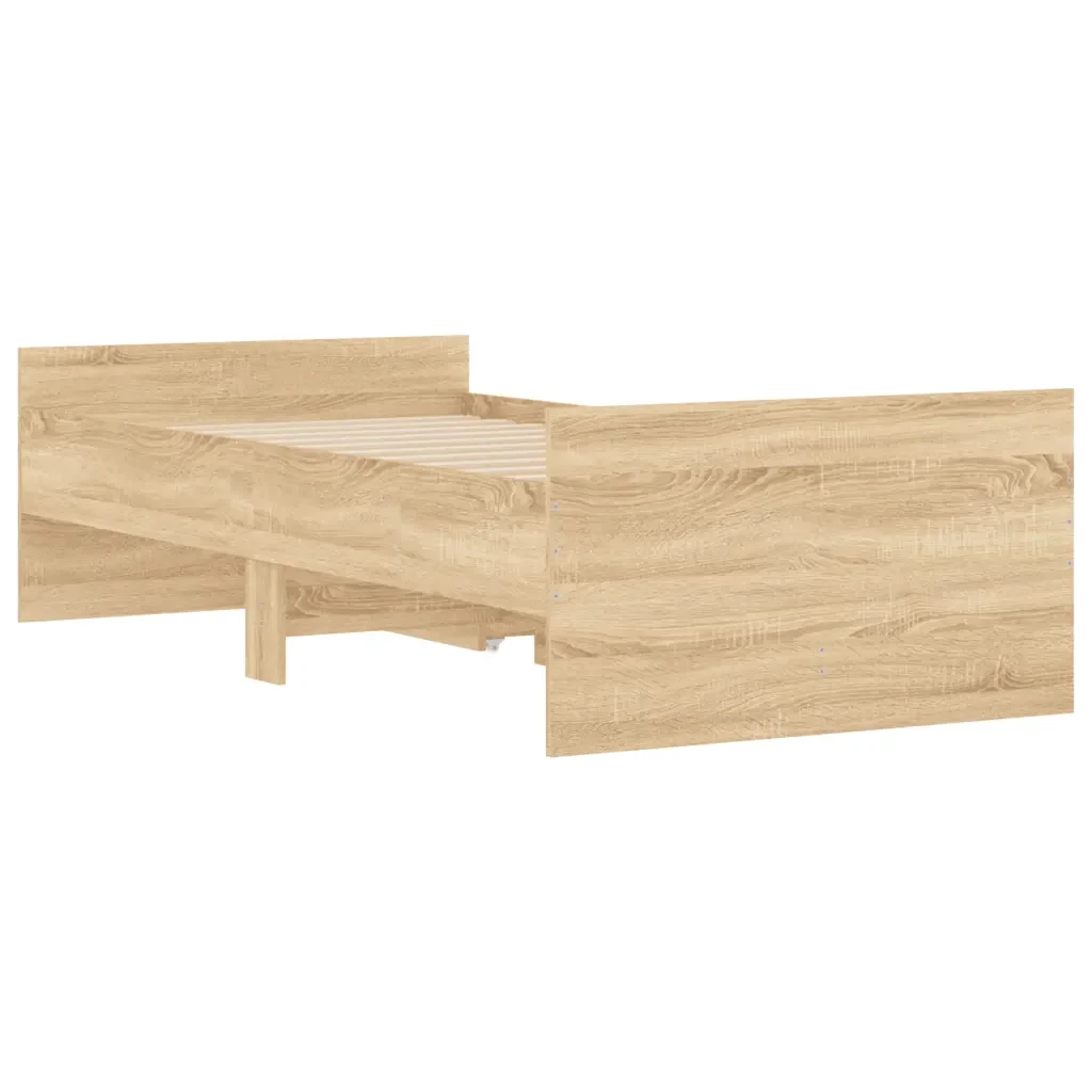 Letto singolo | Letto per adulti | Giroletto con Cassetti Rovere Sonoma 90x190 cm - Image 8