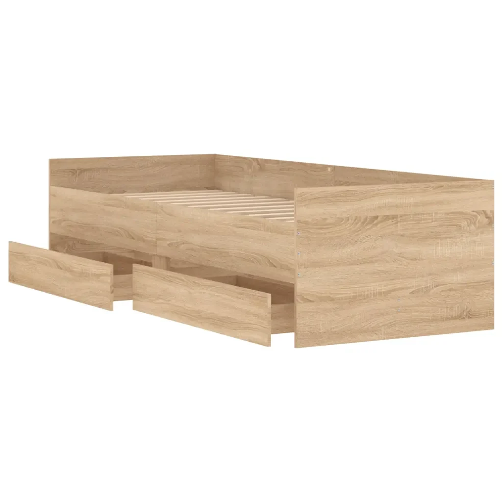Letto singolo | Letto per adulti | Giroletto con Cassetti Rovere Sonoma 90x200 cm - Image 5
