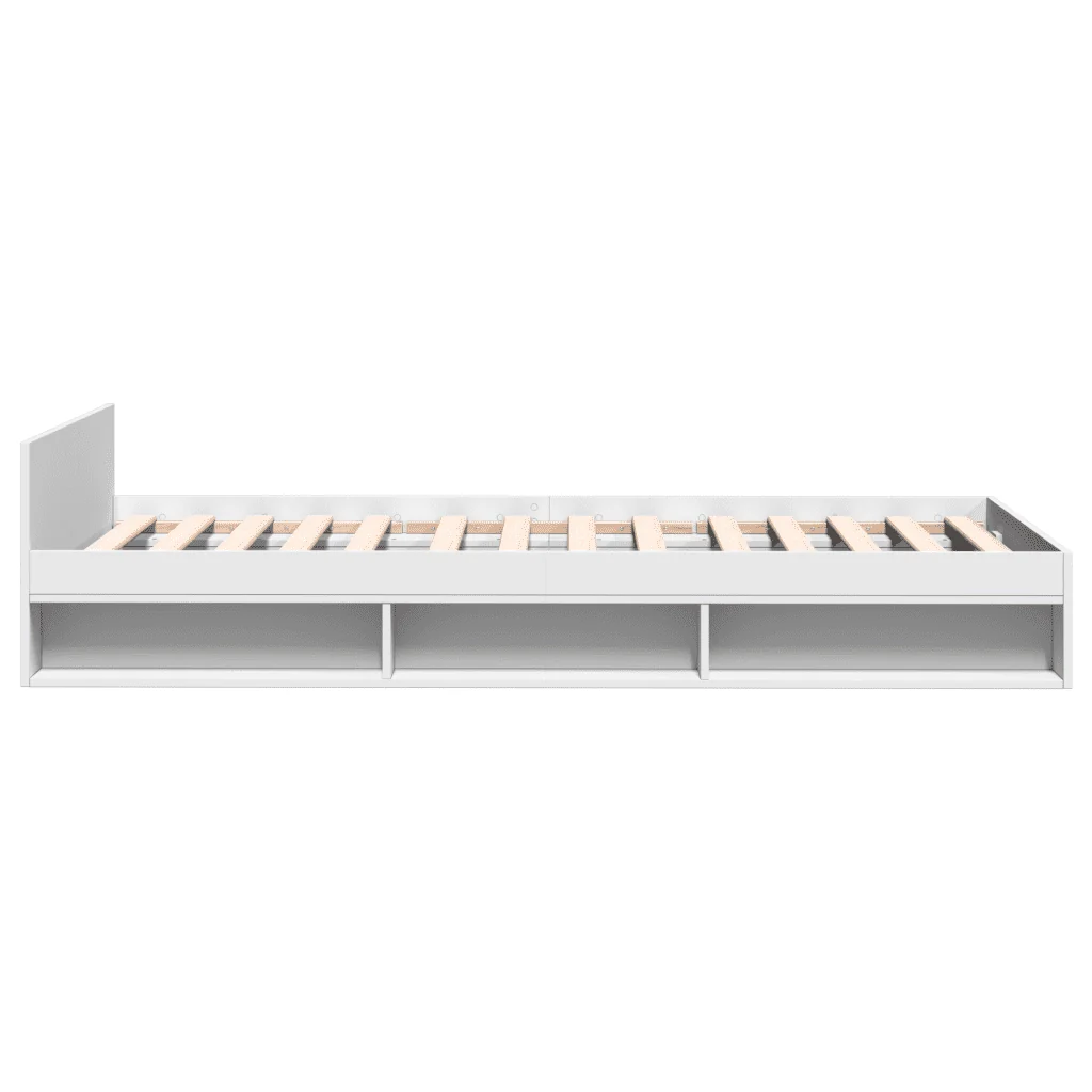 Letto singolo | Letto per adulti | Giroletto con Cassetto Bianco 100x200 cm in Legno Multistrato - Image 5