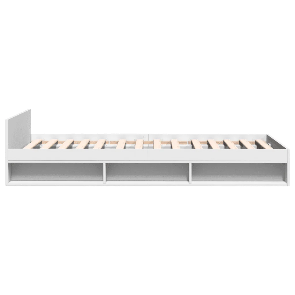 Letto singolo | Letto per adulti | Giroletto con Cassetto Bianco 90x200 cm in Legno Multistrato - Image 5