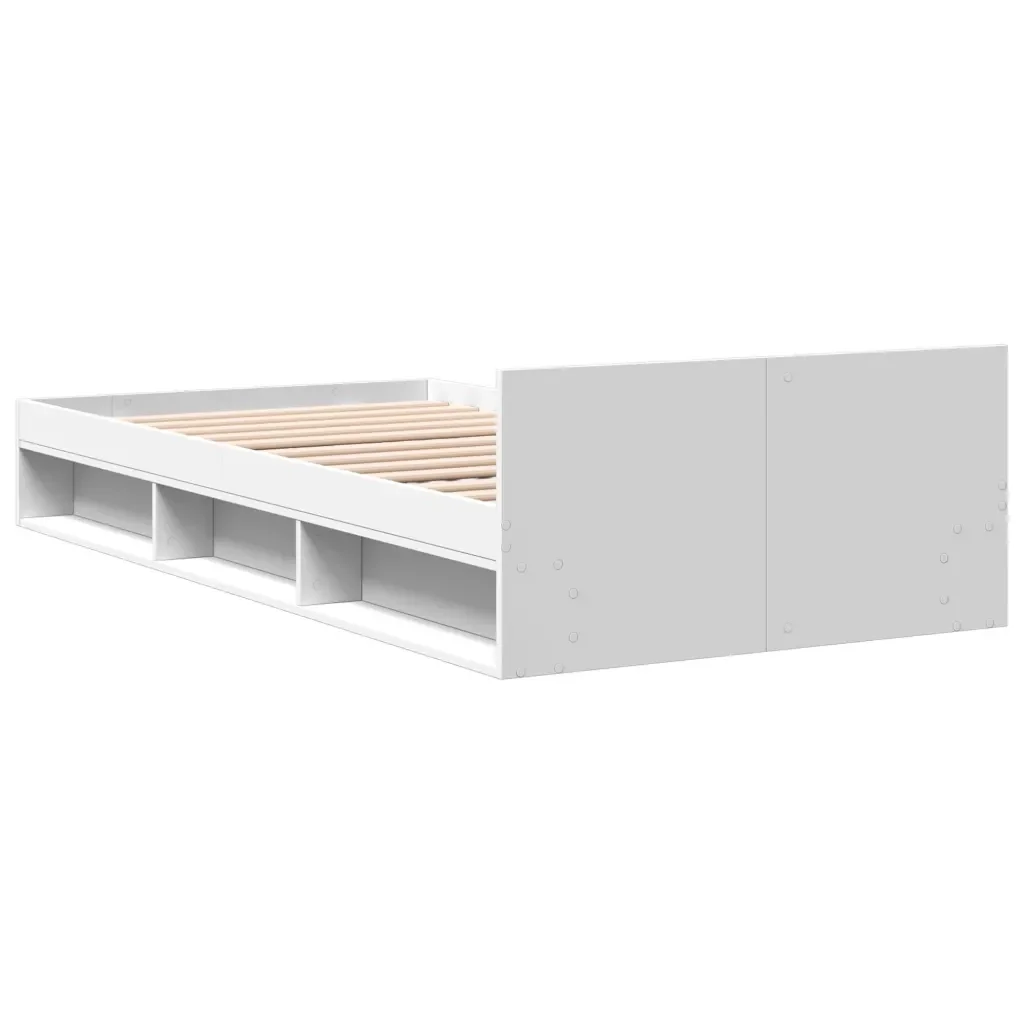 Letto singolo | Letto per adulti | Giroletto con Cassetto Bianco 90x200 cm in Legno Multistrato - Image 6