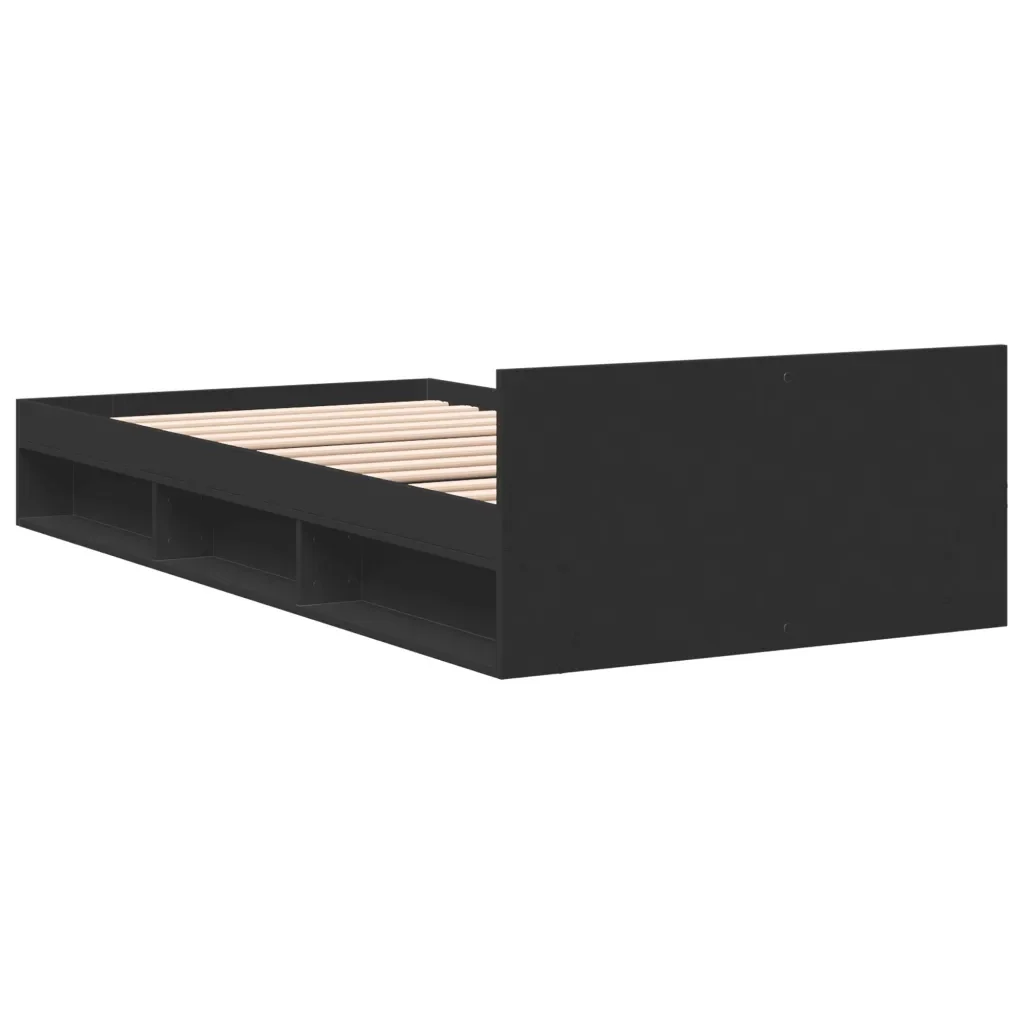 Letto singolo | Letto per adulti | Giroletto con Cassetto Nero 75x190 cm in Legno Multistrato - Image 6