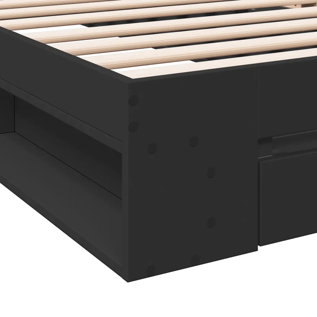 Letto singolo | Letto per adulti | Giroletto con Cassetto Nero 75x190 cm in Legno Multistrato - Image 8
