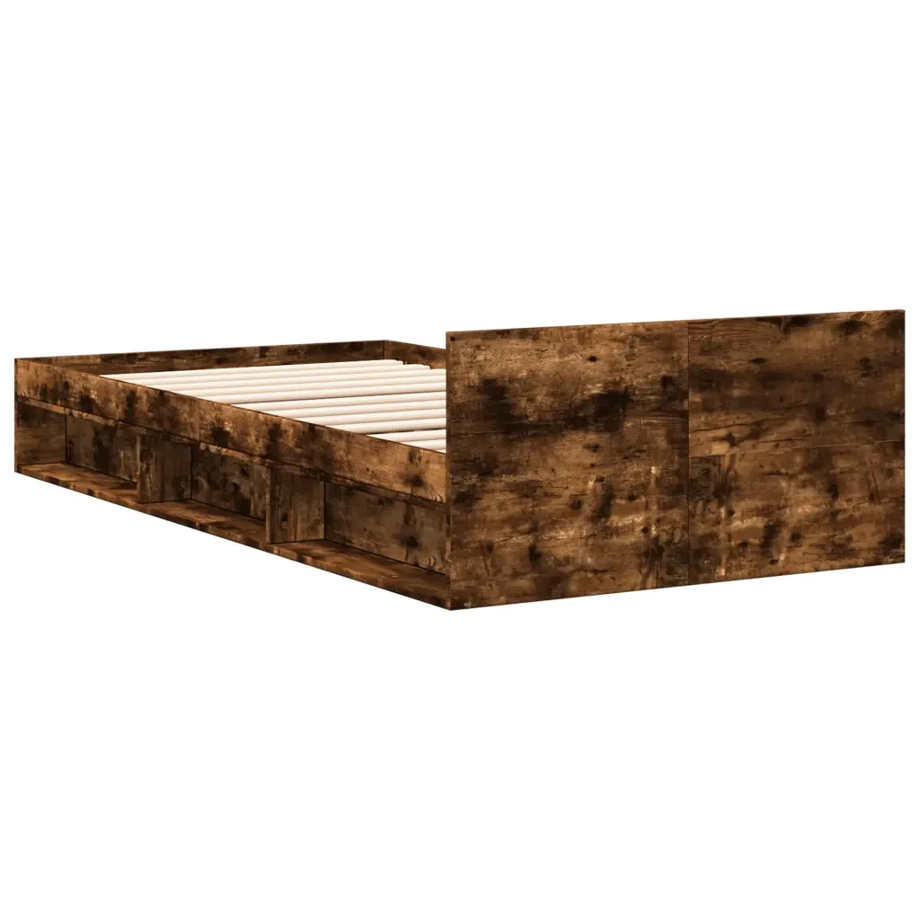 Letto singolo | Letto per adulti | Giroletto con Cassetto Rovere Fumo 75x190 cm Legno Multistrato - Image 6