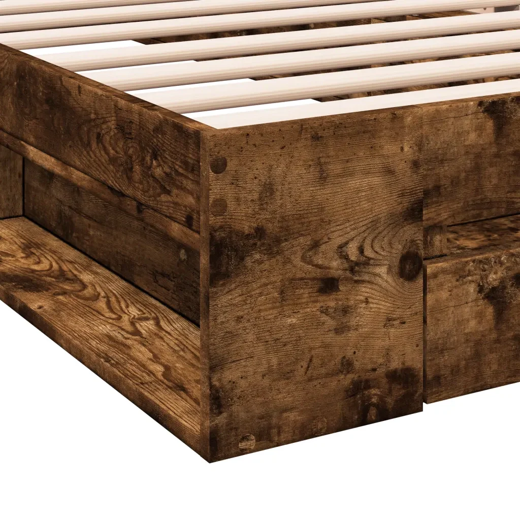 Letto singolo | Letto per adulti | Giroletto con Cassetto Rovere Fumo 90x190 cm Legno Multistrato - Image 8