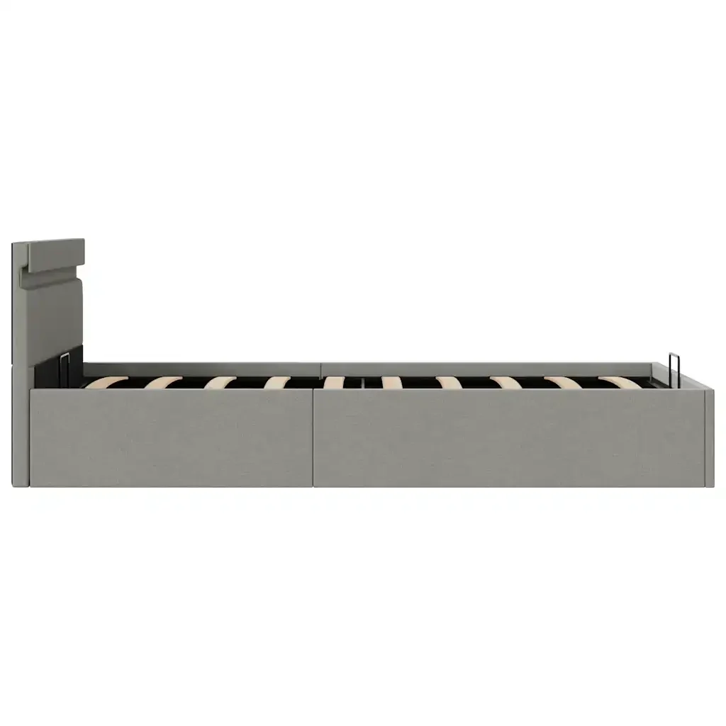 Letto singolo | Letto per adulti | Giroletto con Contenitore e LED Grigio Chiaro Tessuto 100x200cm - Image 7