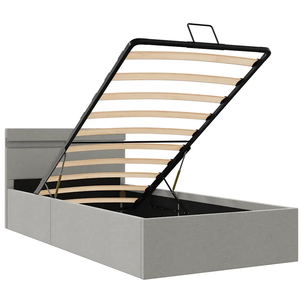 Letto singolo | Letto per adulti | Giroletto con Contenitore e LED Grigio Chiaro Tessuto 90x200 cm - Image 9