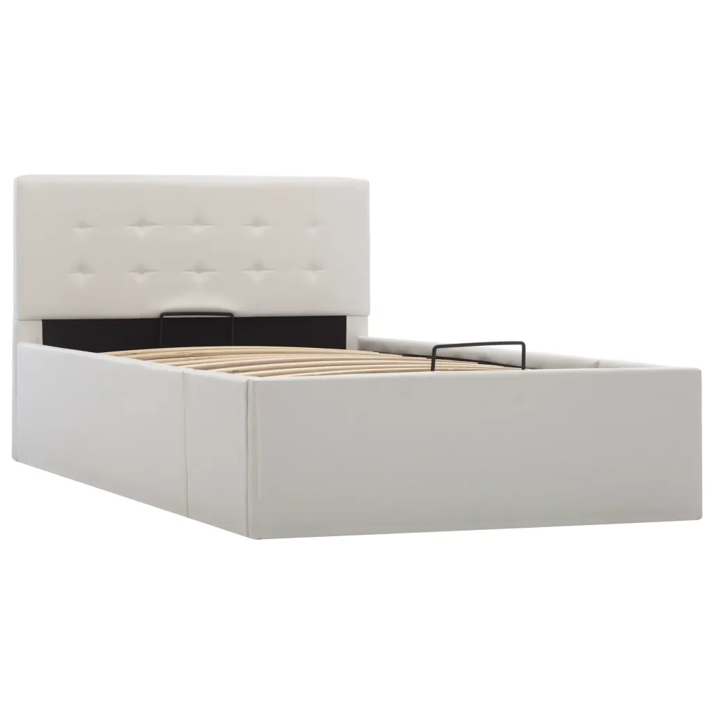 Letto singolo | Letto per adulti | Giroletto con Contenitore Idraulico Bianco Similpelle 90x200cm - Image 4