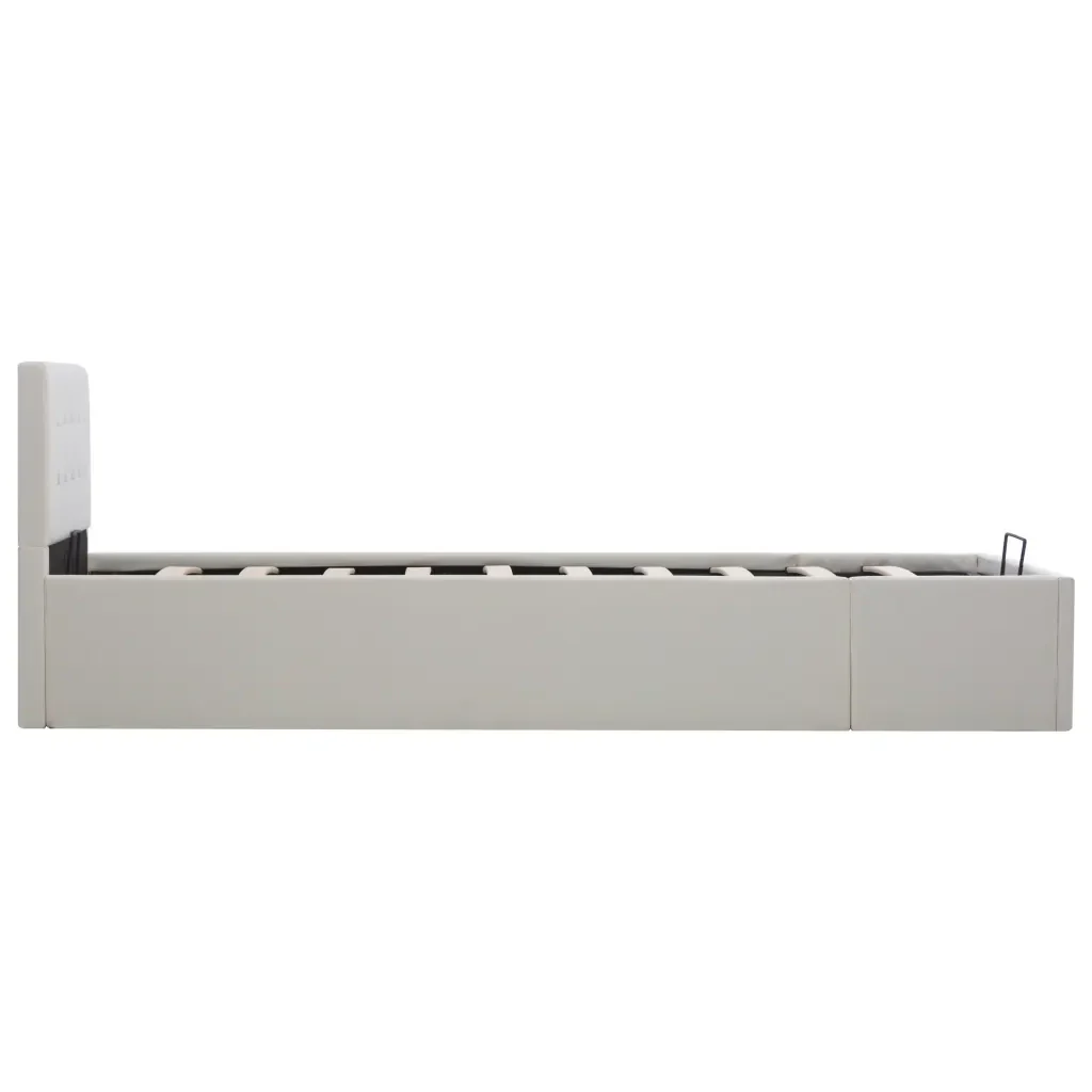 Letto singolo | Letto per adulti | Giroletto con Contenitore Idraulico Bianco Similpelle 90x200cm - Image 5