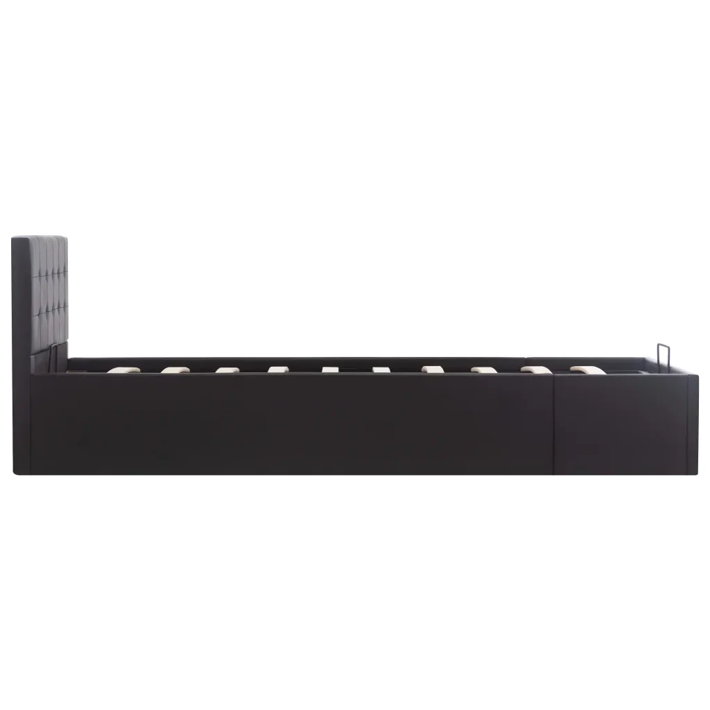 Letto singolo | Letto per adulti | Giroletto con Contenitore Idraulico Nero Similpelle 90x200cm - Image 5