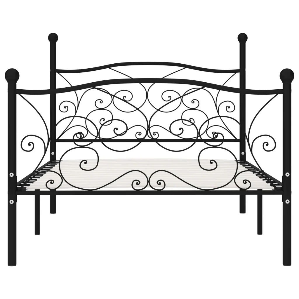 Letto singolo | Letto per adulti | Giroletto con Doghe Nero in Metallo 100x200 cm - Image 4