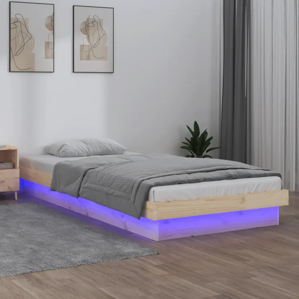Letto singolo | Letto per adulti | Giroletto con LED 75x190 cm Small Single in Legno Massello - Image 2