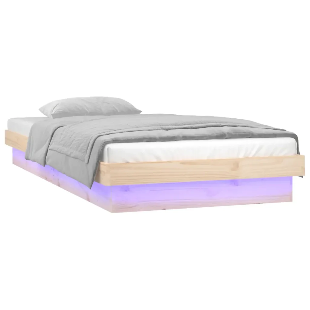Letto singolo | Letto per adulti | Giroletto con LED 75x190 cm Small Single in Legno Massello - Image 5